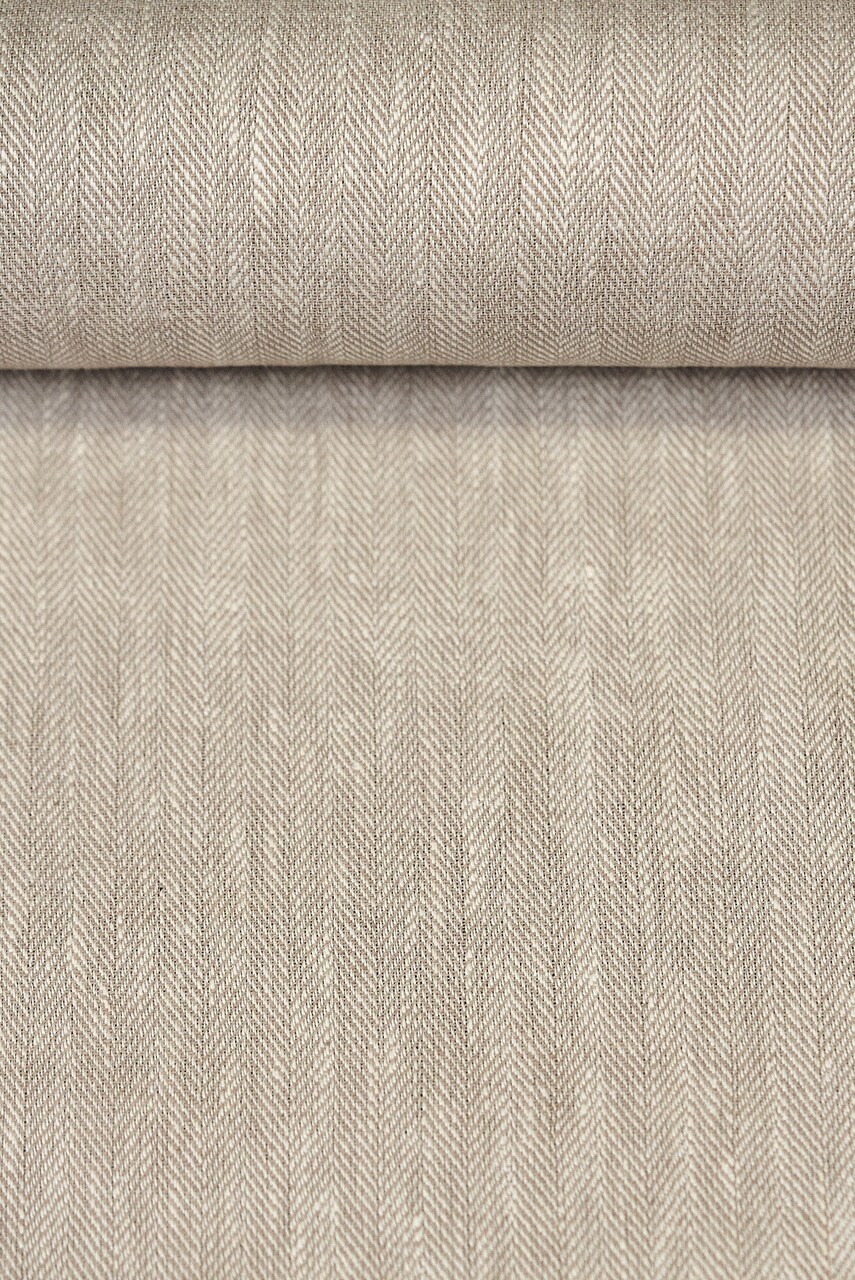 1 Yard Linen Novelty Herringbone Yarn Dyed Fabric Buff Color 54” Width